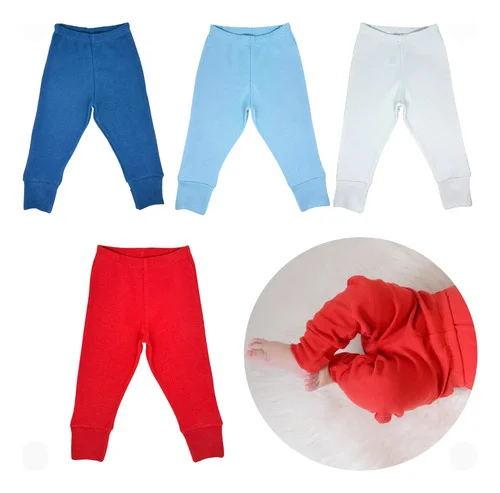Kit 4 Calça Mijão Vira Pé Bebê 100% Algodão Menino Menina
