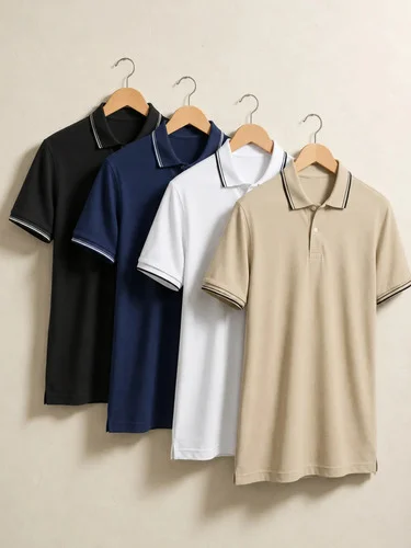 Kit 4 Camisa Gola Polo Piquet Masculina Slim Casual Algodão Multicolorido G Liso