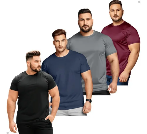 Kit 4 Camiseta Uv Masculina Plus Size Dry Fit Academia
