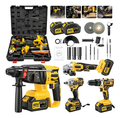Kit 4 Em 1 Ferramentas Elétricas Profissional Com 2 Baterias