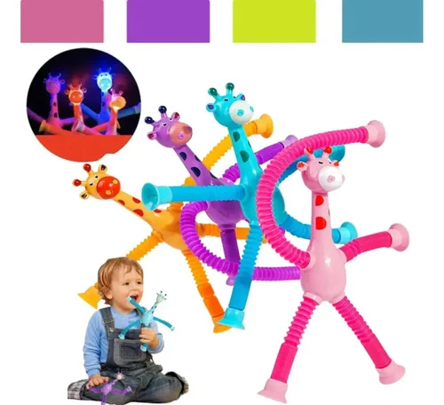 Kit 4 Girafas Pop It Tubo Estica E Gruda Fidget Toys Tiktok Variadas