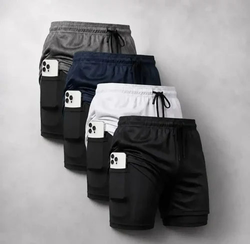 Kit 4 Shorts 2 Em 1 Masculino Academia Corrida Sortidos Lisa Gg