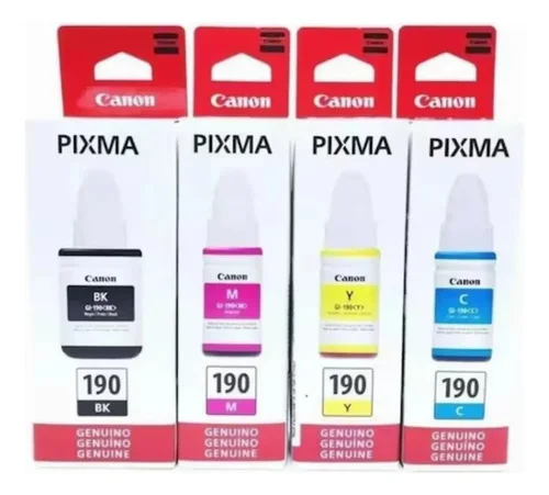 Kit 4 Tinta Canon G3100 G4100 G3110 G190 Preto/ciano/magenta/amarelo