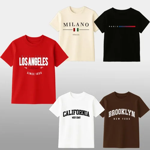 Kit 5 Camisetas Infantil Masculina Milano Paris 100% Algodão
