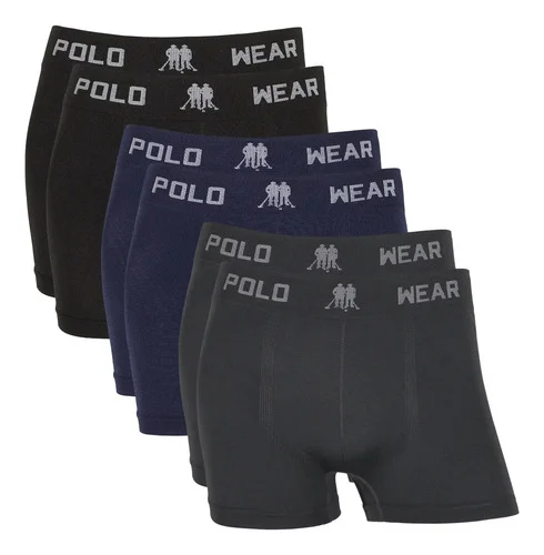 Kit 6 Cuecas Boxer Microfibra Polo Wear Sem Costura Original
