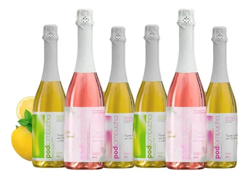 Kit 6un De Espumantes De Kombucha Pod Sem Álcool Saudável