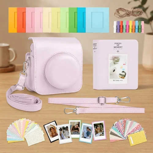 Kit 7 Capa Para Instax Mini 12 Câmera Bolsa Com Álbum Fotos
