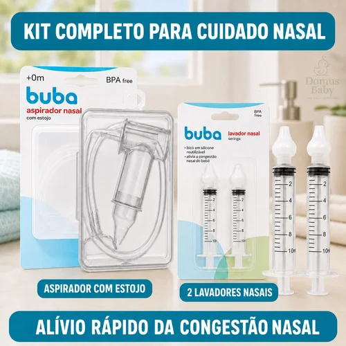 Kit Aspirador Nasal Com Estojo + 2 Seringas Com Ponta Buba Kit Nasal