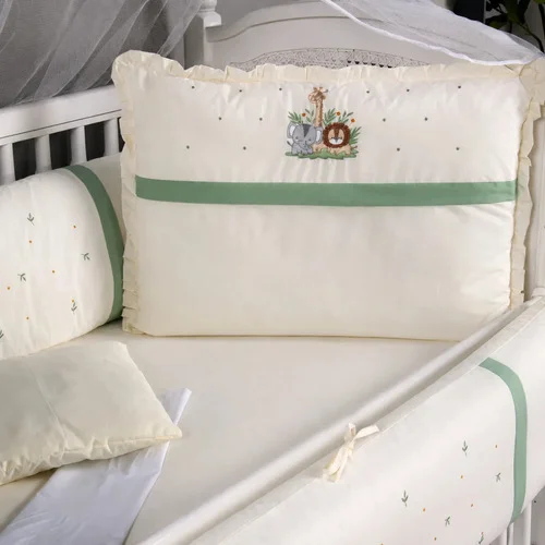 Kit Berço Menino Americano 10 Peças Safari Verde Mosquiteiro Safari Palha Com Verde