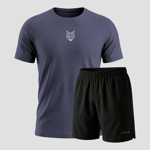 Kit Bermuda+camiseta Lobo Dry Fitness Academia Alpha