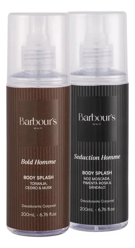 Kit Body Splash Bold e Seduction Homme Barbour's Beauty 200ml