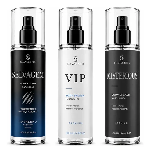 Kit Body Splash Masculino Selvagem + Misterious + Vip 200ml