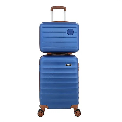 Kit Bolsa Mala Viagem Frasqueira Tamanho Pequeno com rodinha para 10kg Cor Azul-escuro