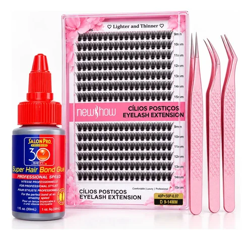 Kit Cílios Tufinho 40p + 50p Mix Cola Secagem Rápida Pinças 40p 50p