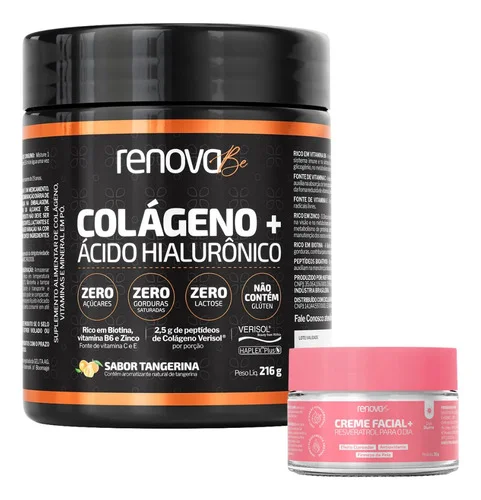 Kit Colágeno Hidrolisado Verisol Ácido Hialurônico Renova Be