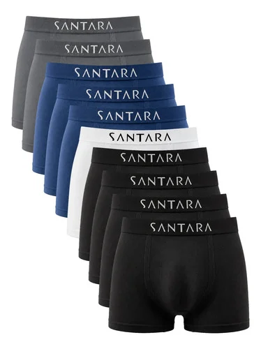 Kit Com 10 Cuecas Boxer Microfibra Sem Costura Santara Sortidas Liso Gg