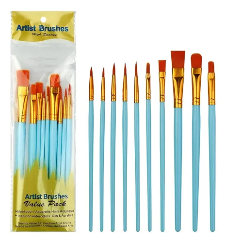 Kit Completo 10 Pincéis Para Arte Acrílica, Óleo E Aquarela