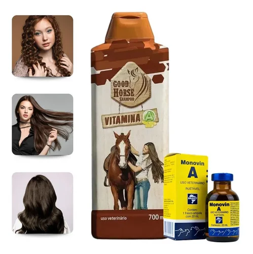 Kit Crescimento Xampu Shampoo Good Horse Vitamina Monovin A Suave