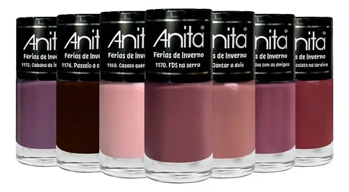 Kit Esmalte Cremoso Anita Férias de Inverno 7 Cores Secagem Rápida