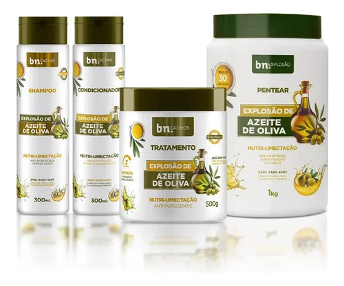 Kit Explosão de Azeite de Oliva 4 Ítens - Nutri-umectação - bn.Cachos