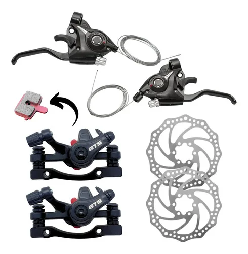 Kit Freio Disco + Alavanca Passador Rapidfire Bike Aro 26 29