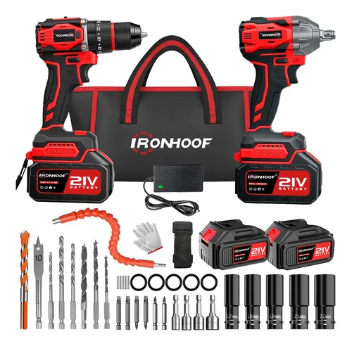 Kit Furadeira E Parafusadeira Chave Impacto Brushless 21v