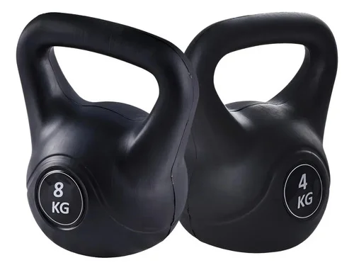 Kit Kettlebell Ahead Sports 4 kg e 8 kg de Cimento com Revestimento em PVC para Treino Funcional