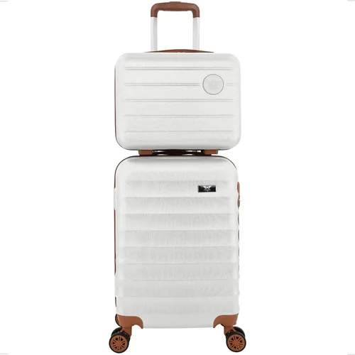 Kit Mala De Viagem Bordo Mão Pequena 10kg Abs Cadeado 360 Cor Branco