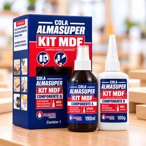 Kit Mdf Cola Instantânea Almasuper Adesivo Rápido E Forte Transparente