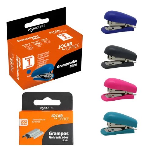 Kit Mini Grampeador Jocar Office + 1.000 Grampos Jocar