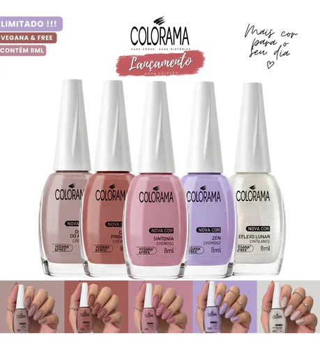 Kit Nova Coleção 5 Esmaltes Colorama Nova Cor Limitada Colorama