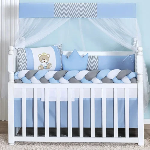 Kit Para Berço Confortável Seguro Bebê Menino Azul Barato
