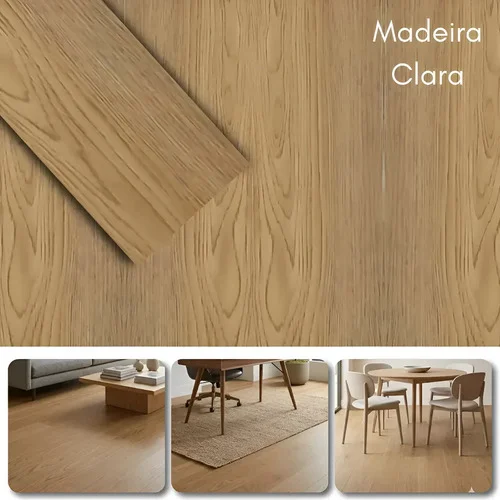 Kit Pisos Vinílico Autocolante 36 Peças Madeira 90cm Régua Madeira Clara Símil Madeira