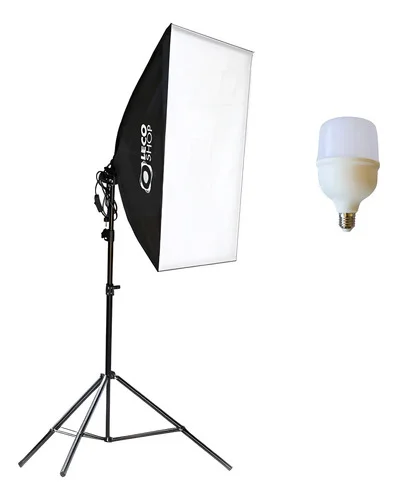 Kit Soft Box 50 X 70 Com Lampada Led Estudio Luz Continua