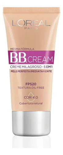 L'Oréal Paris Dermo Expertise BB Cream, Creme Milagroso 5 em 1, Cobertura Natural, Hidrata e Uniformiza a Pele, Oil Free, FPS 20 e Acabamento Matte, 30ml