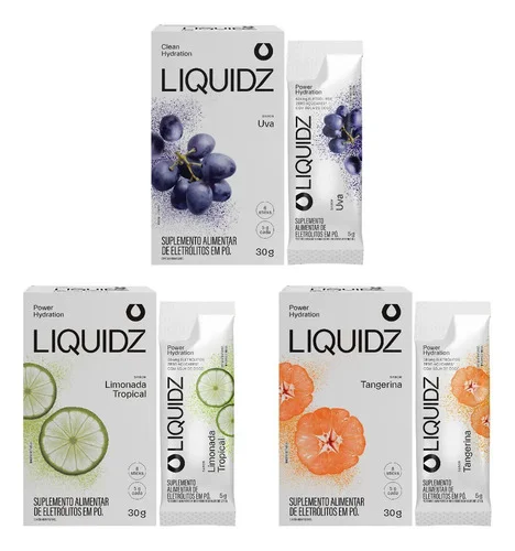 Liquidz® Eletrólitos Zero Açúcar 3 Sabores - 3cx C/6 Sachês