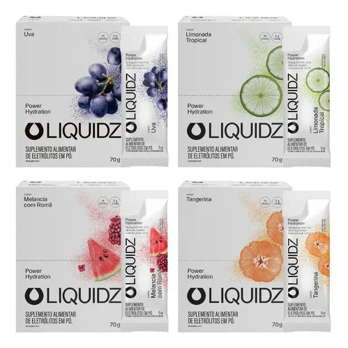 Liquidz® Eletrólitos Zero Açúcar 4 Sabores - 4cx C/14 Sachês