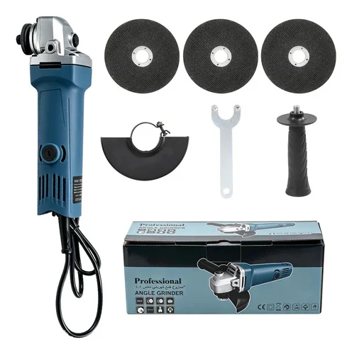 Lixadeira Angular 115mm 750w Elétrica, 3 Discos Azul 110v