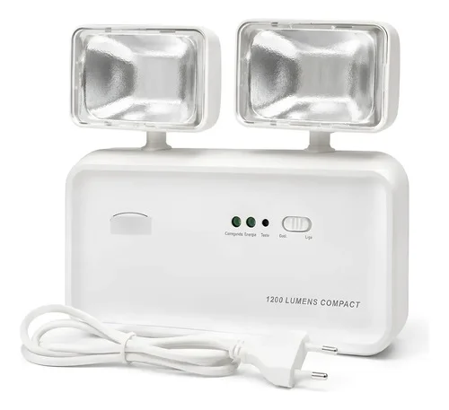 Luminária De Emergência 2 Faróis 1200 Lumens Led Segurimax Branco 127/220v