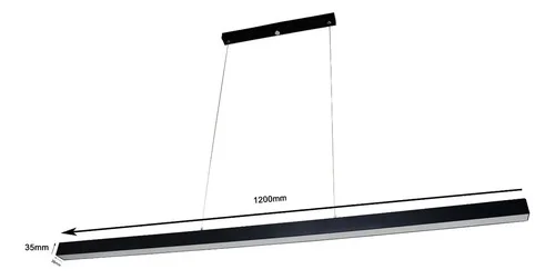 Luminária Pendente Linear Light Teto LED Preto 50W 115cm Luz Neutra 4000K