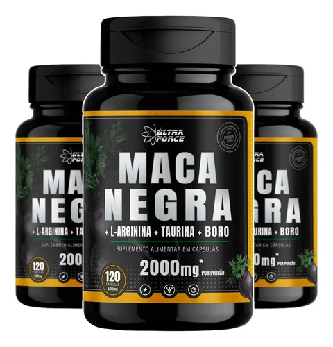 Maca Peruana Negra 2000mg Vitaminas/minerais UltraForce 360 Capsulas