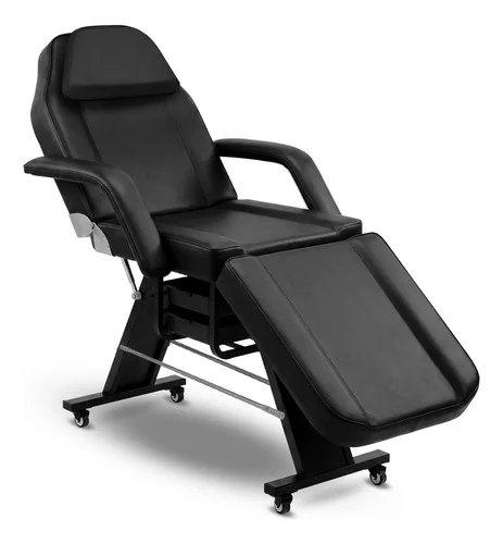Maca Poltrona Fixa Soft Para Estética Com 2 Bandejas Akmed Preto