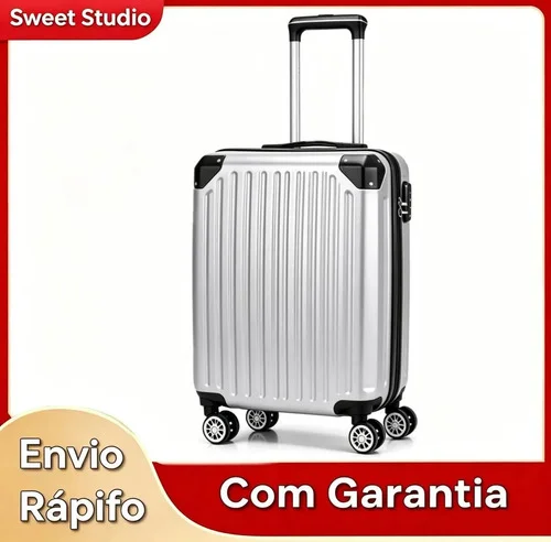 Mala de Bordo Sweet Studio Prateada ABS com Rodas Removíveis de 360° para Viagem 2075