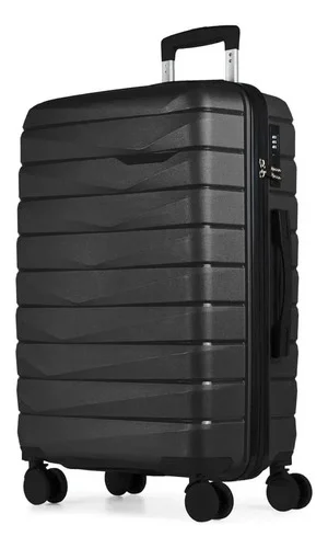 Mala De Viagem 32 Kg Polipropileno 4 Rodas Route Preta Preto