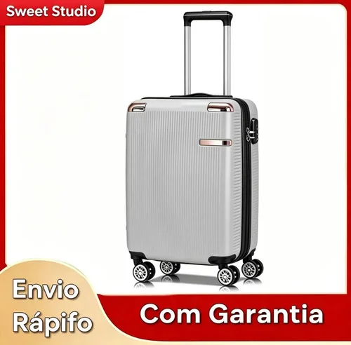 Mala de Viagem Bordo Rígida Sweet Studio Prateada, de ABS e 4 Rodas Prateado 2080