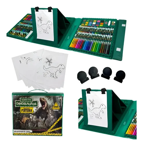 Maleta De Pintura Infantil Para Colorir Com Desenhos 208 Pçs