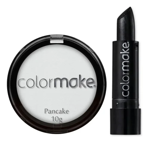 Maquiagem De Vampiro Colormake Pancake Branco + Batom Preto