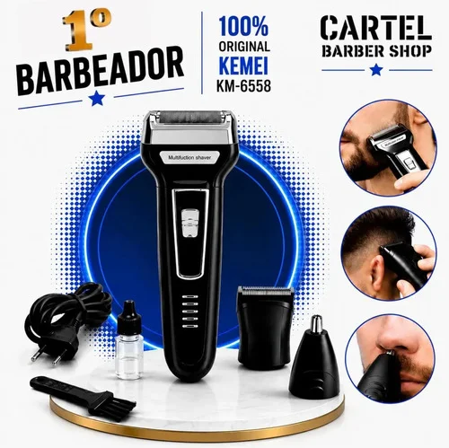 Máquina Aparador Depilador Cortar Pelos Nariz Rosto Corpo Barba E Cabelo Precisão Estilo 3 Em 1 Kemei 6558