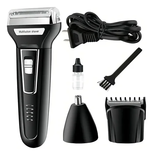 Máquina de aparar Barba E Pelos Barbeador 3 Em 1 Recarregável Bivolt Km6558 Preto