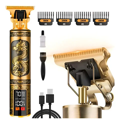 Maquina De Cortar Cabelo Barbear Profissional Com Visor Dourado-escuro 127/220v